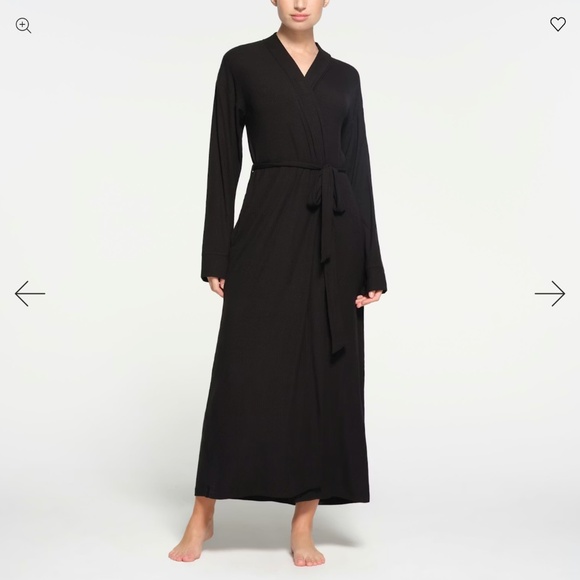 4X SKIMS NWT Black Soft Ribbed Robe - Picture 1 of 6